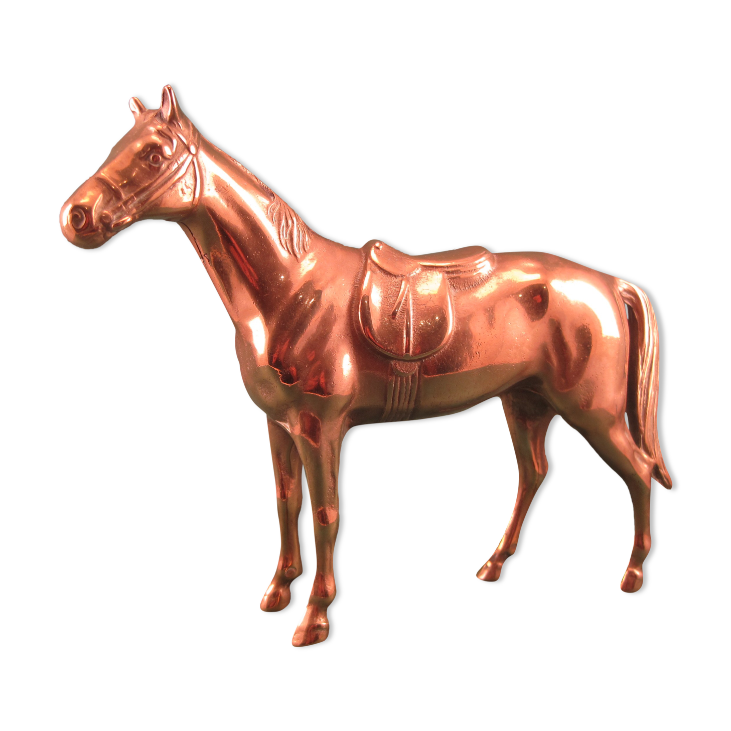 Animal statuette horse in solid brass