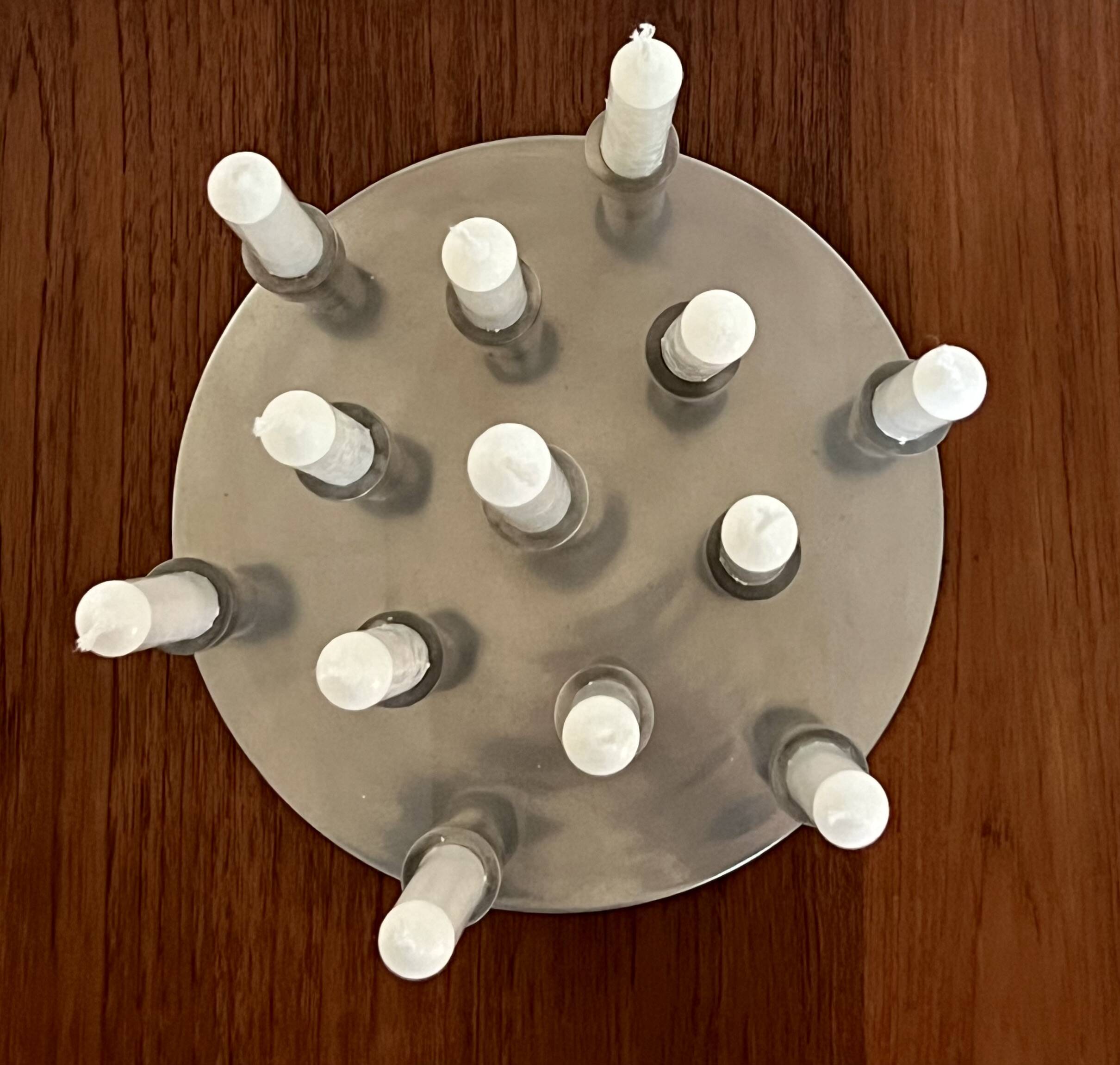 Aluminium candle holders for 13 candles, 1970s.