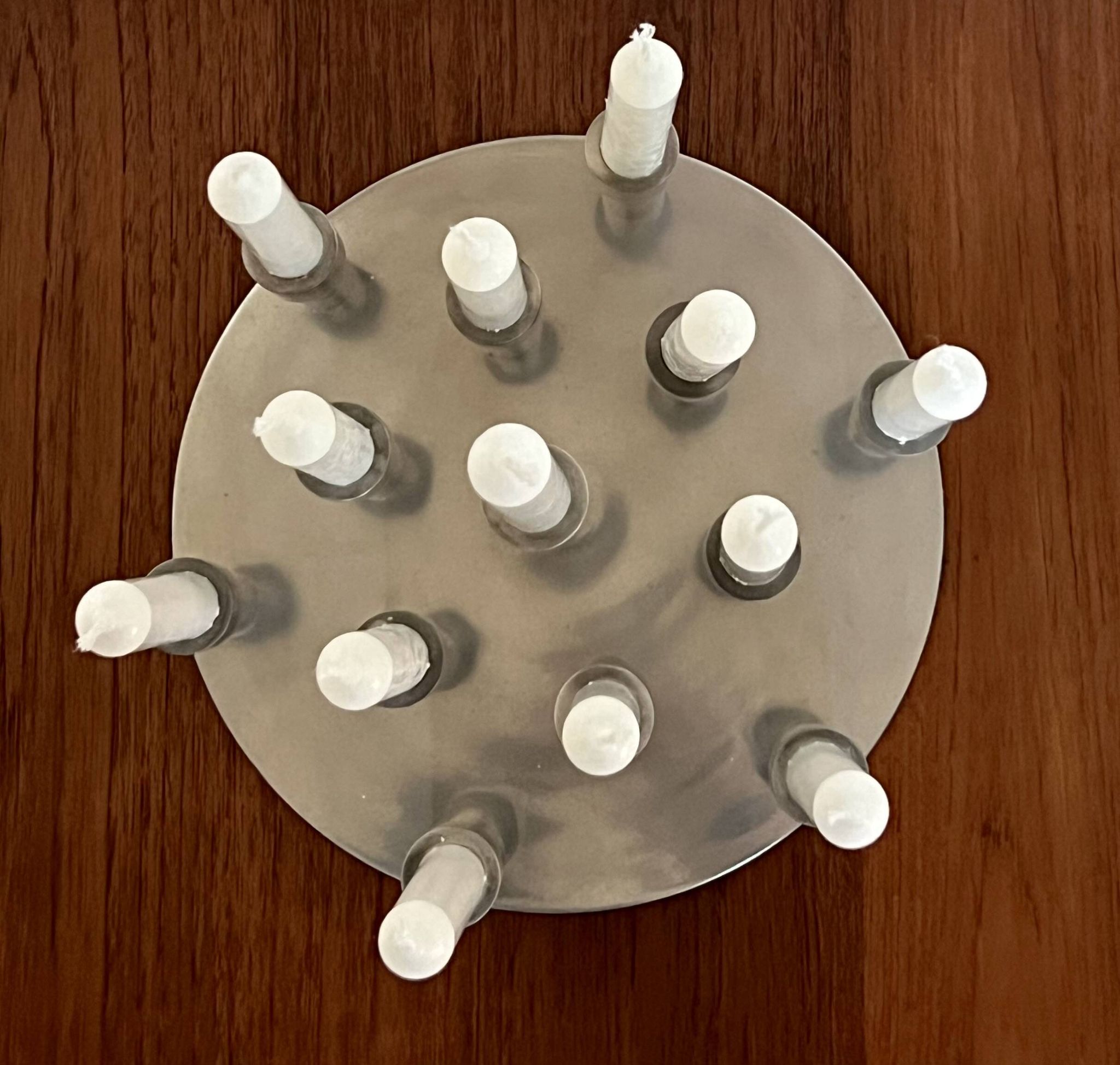 Aluminium candle holders for 13 candles, 1970s.