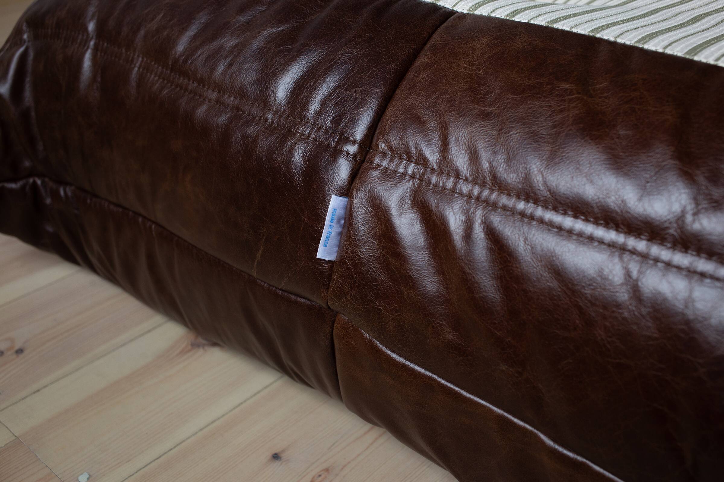 Set of 3 brown leather Togo sofas designed by Michel Ducaroy 1973