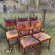 5 chaises Henri II en bois massif et cuir néo renaissance XIXème siècle