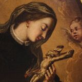 Antique oval painting of Saint Catherine of Genoa from the 17th century