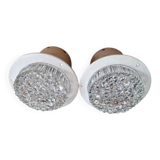 Pair of ceiling lights - Staff Leuchten - In aluminium and moulded glass with a bubble pattern.