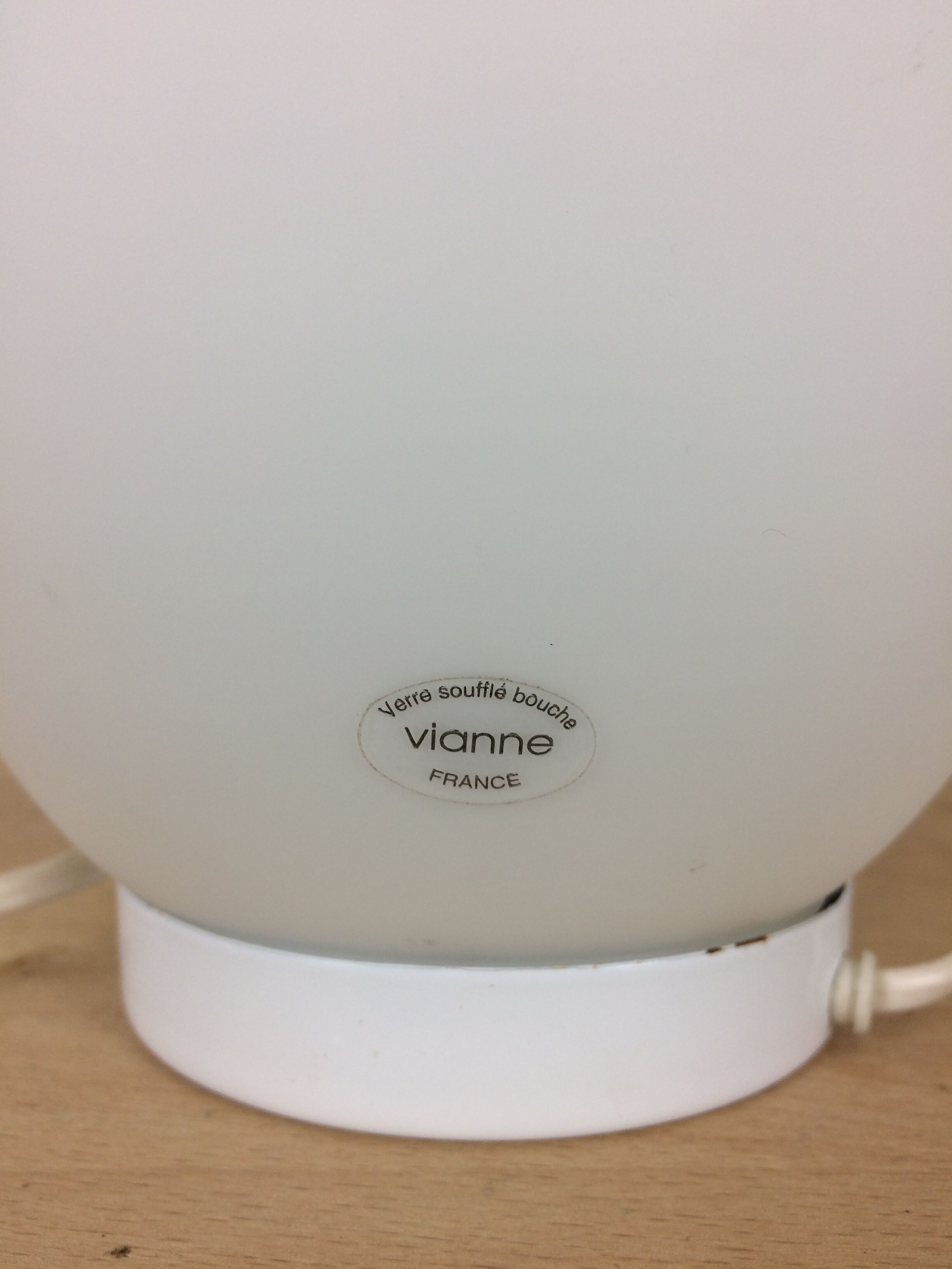 White Domec egg lamp, Vianne glass, 70s