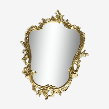 Miroir en bronze doré style rocaille 68 x 42 cm