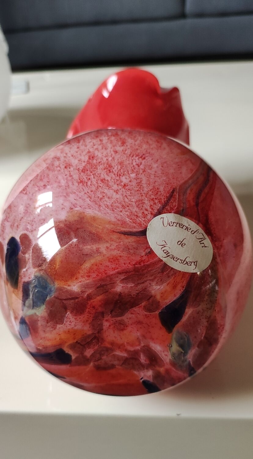 Large Floral Ball Vase/Kaysersberg Art Glassware. Speckled/Volutes