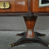 Mahogany pear tree, brass & glass top drawers sideboard from f.lli rigamonti desio, milan, 1940s
