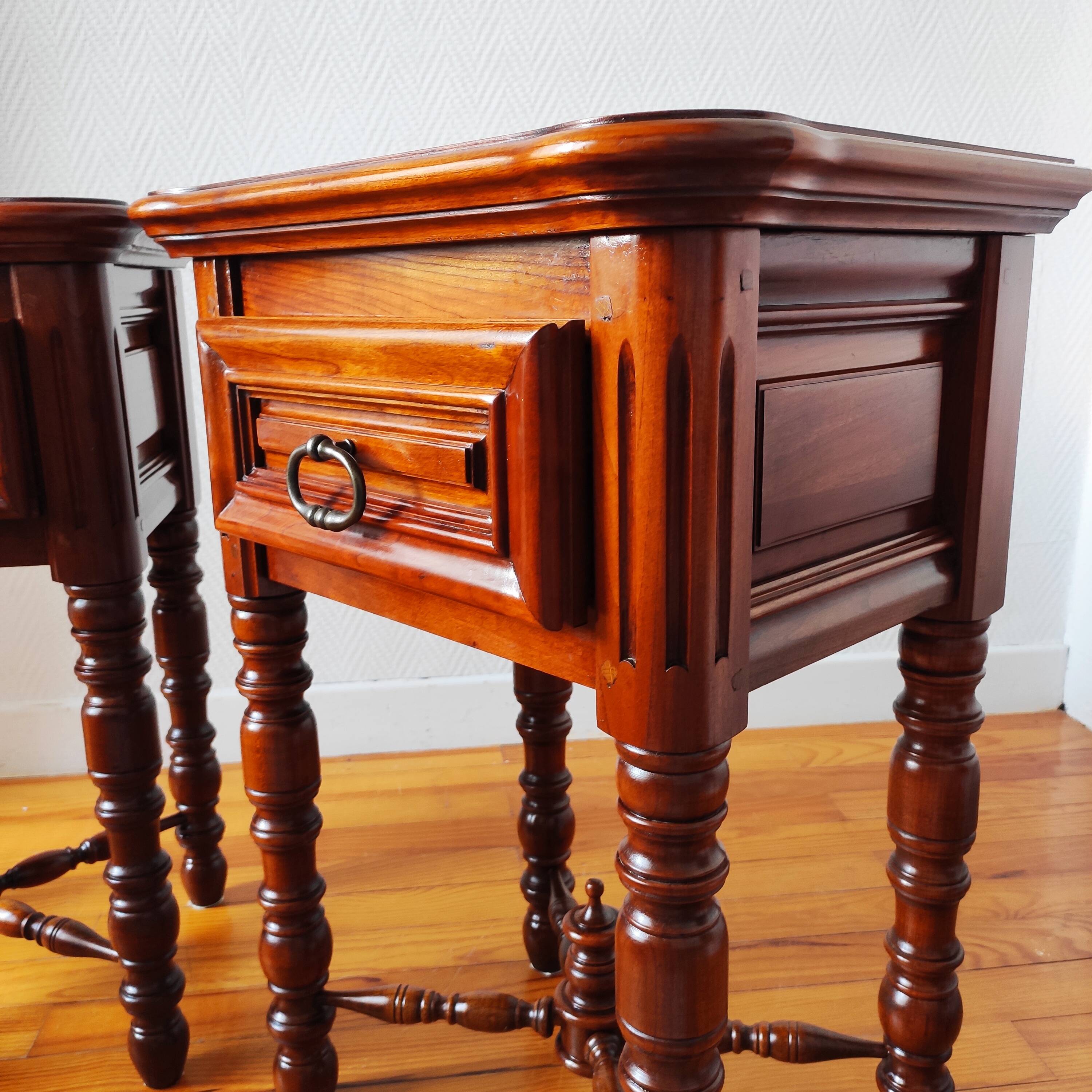 Pair of French solid wood bedside tables