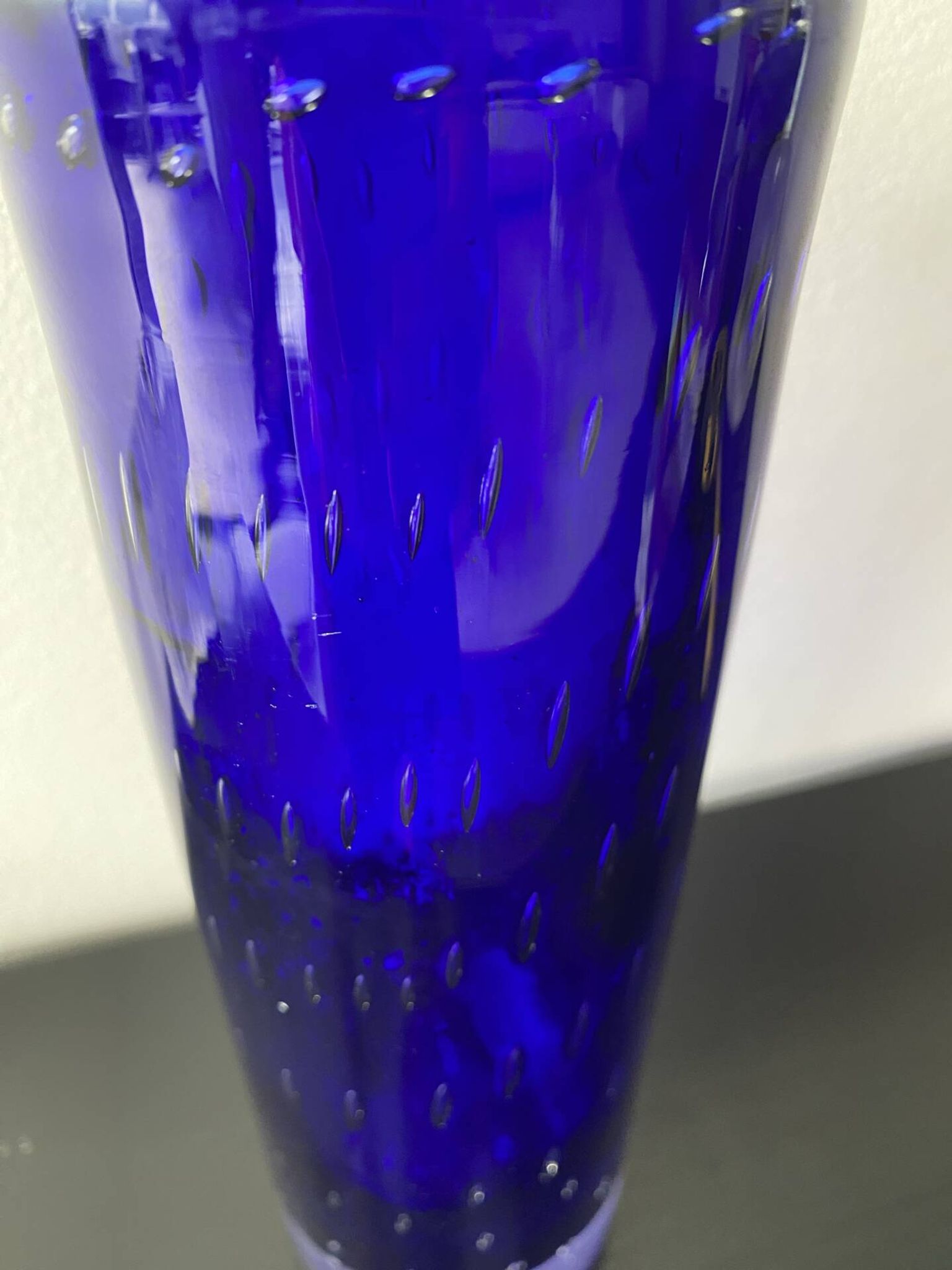 Vintage Scandinavian cobalt blue bubble glass vase from the brand.
