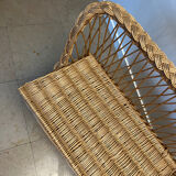 Vintage rattan wicker chest bench