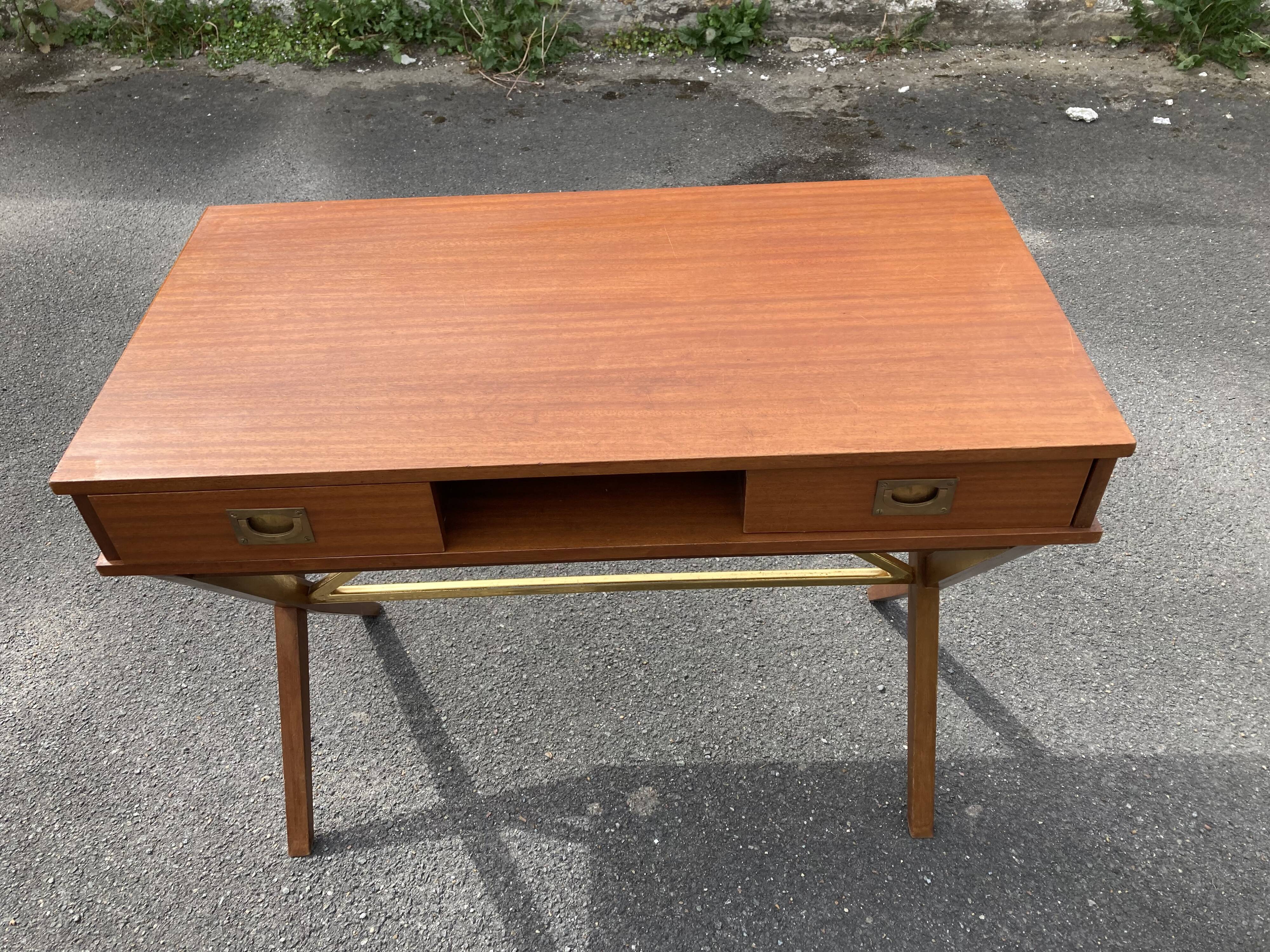 Scandinavian 60s teak desk with 2 drawers.