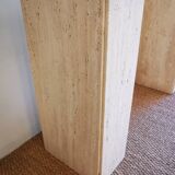 Console  XXL vintage italienne en travertin et verre années 80