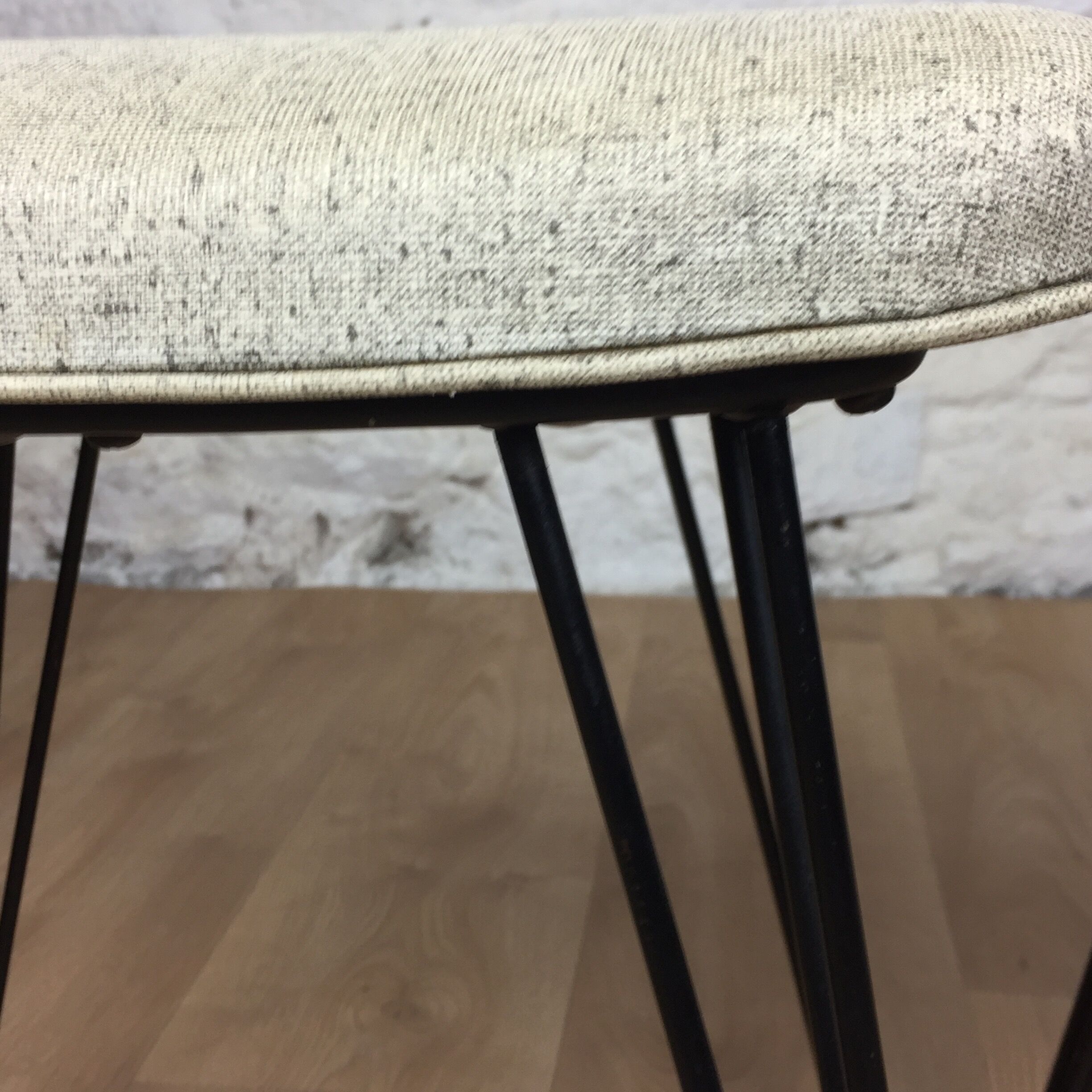 Pair of Eiffel foot stools and 60s skai seating