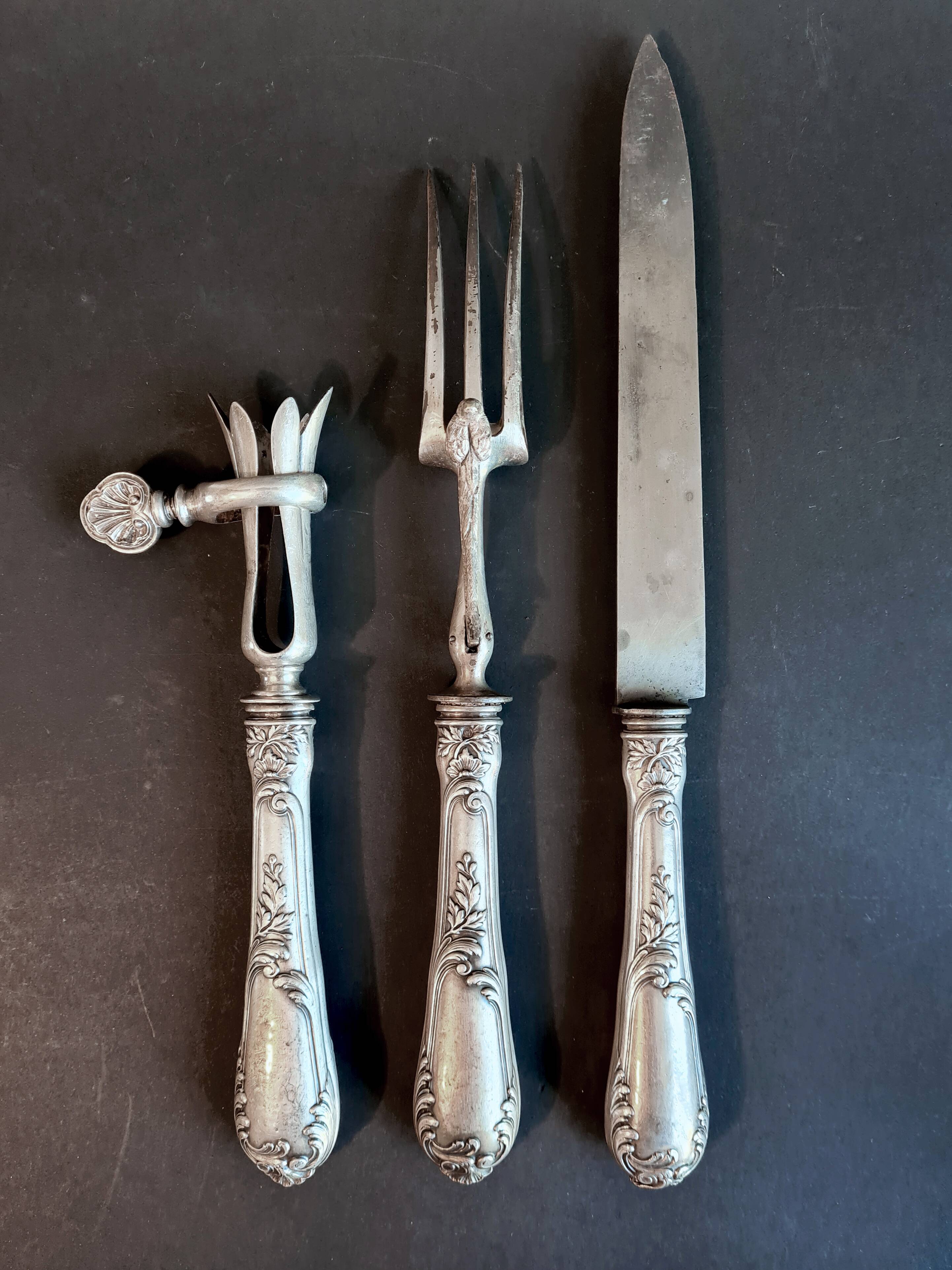 Rocaille Style Silver Metal Leg of Gigot Set - Ref 06.