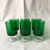 Lot de six verres de couleur verte