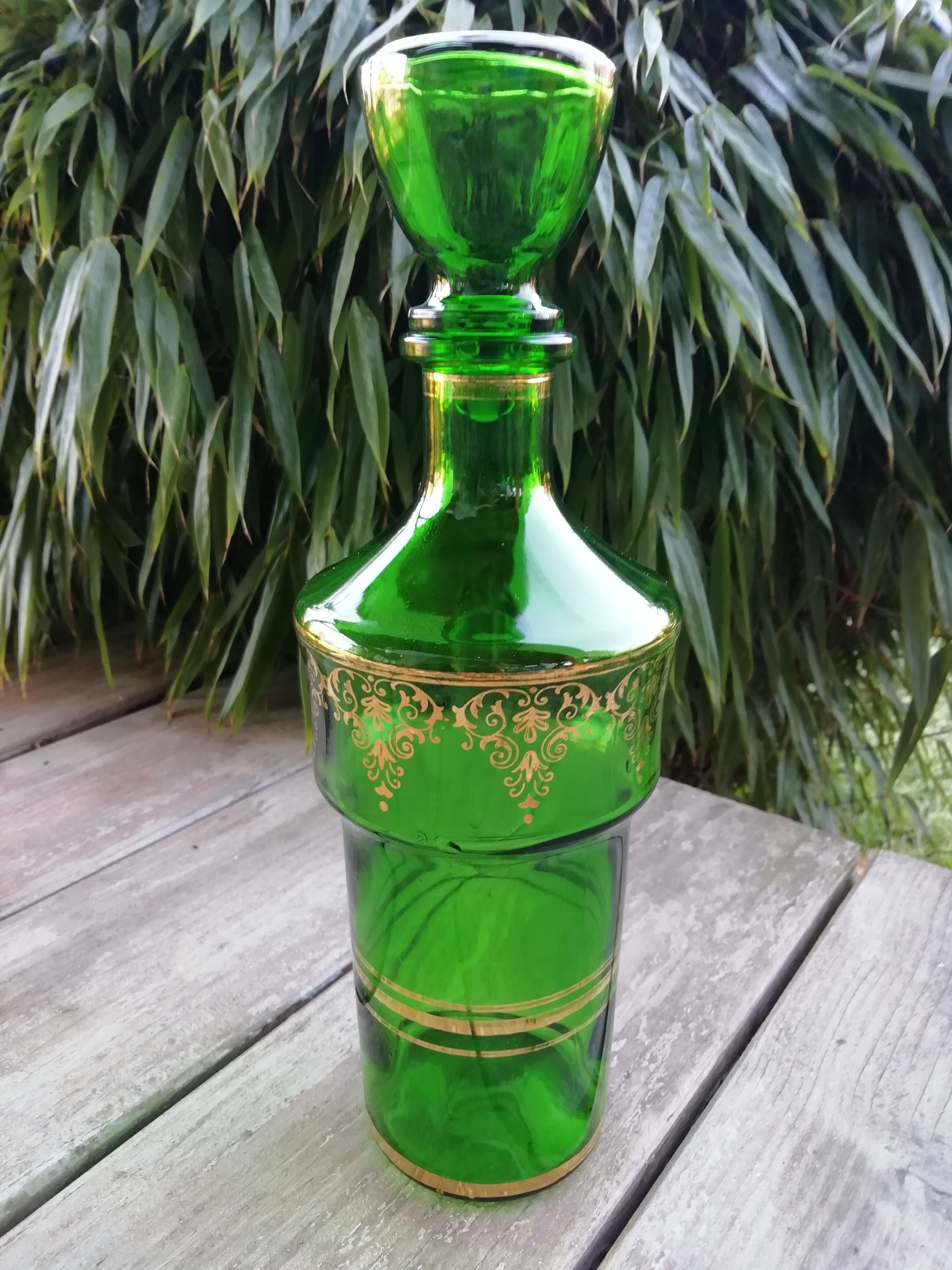 Green glass decanter