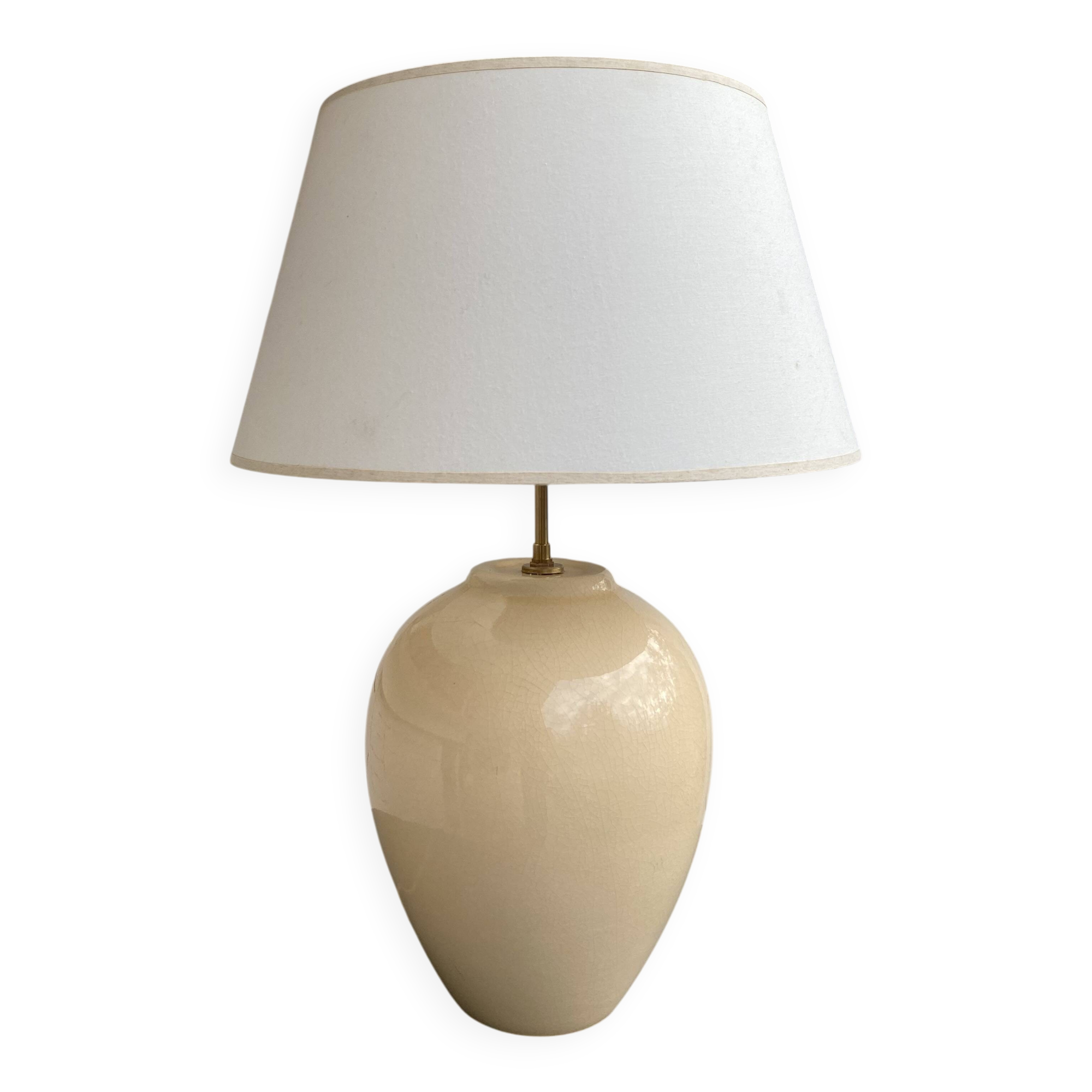 Earthenware lamp, fabric cable, fabric lampshade