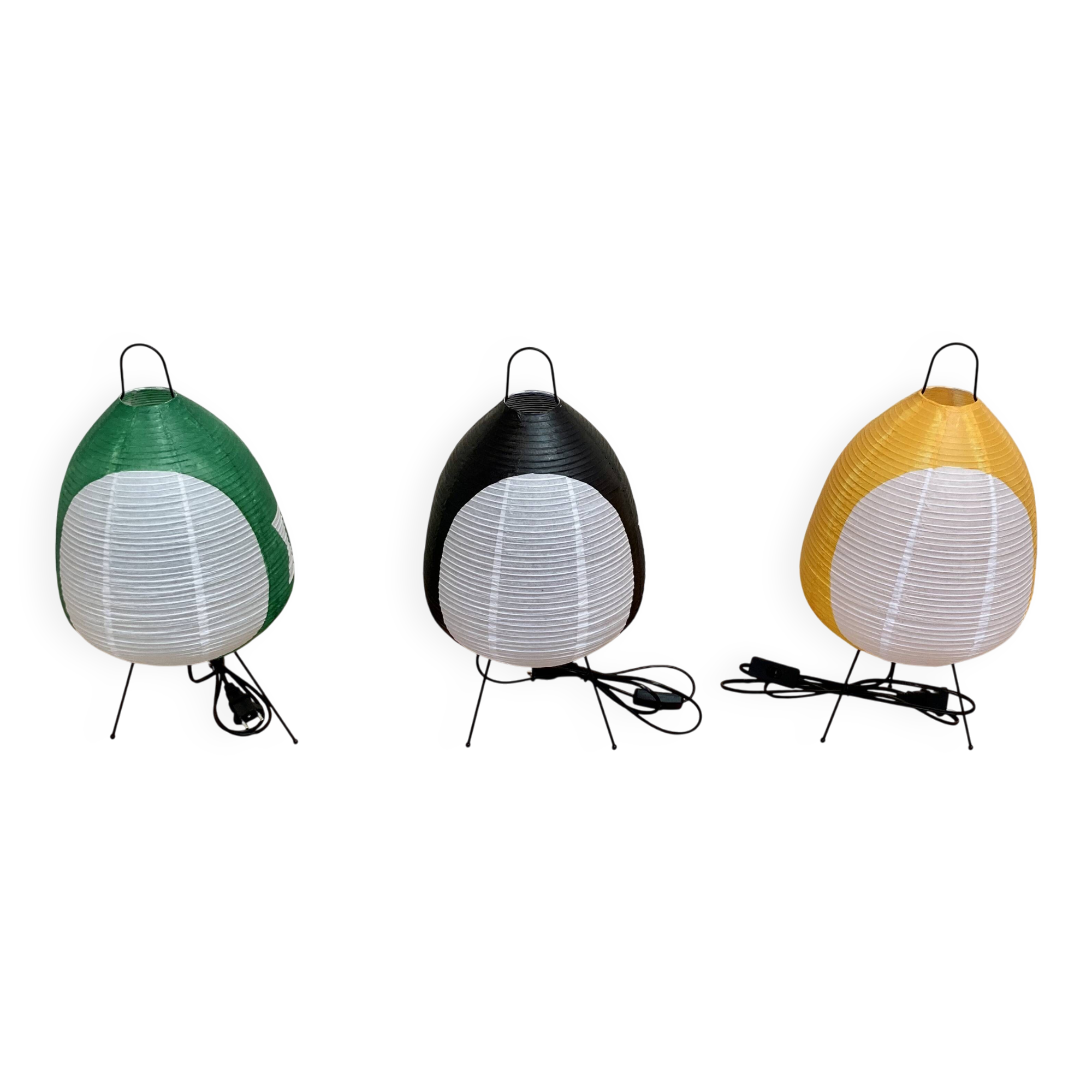 Trio of "Paper and metal design" lamps.