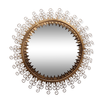 Golden wrought iron Chaty mirror 1960