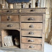 Magnifique Ancien Comptoir De Commerce En Chêne À Nombreux Tiroirs