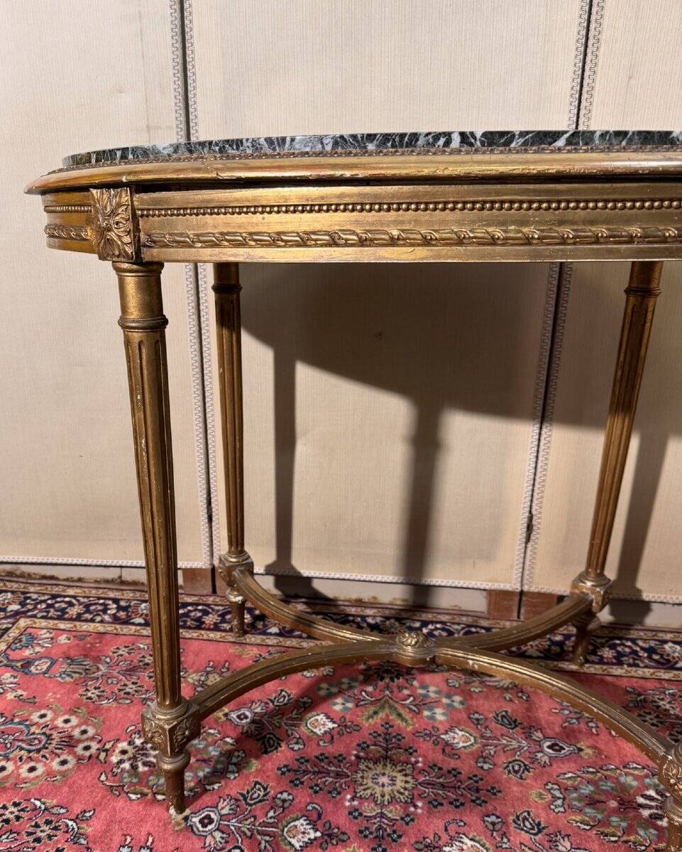 Louis XVI style pedestal table in gilded wood