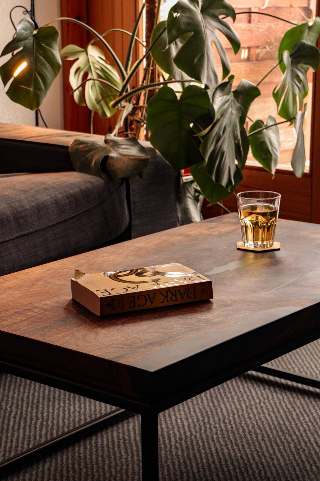 Handcrafted coffee table in solid walnut & epoxy resin – unique piece