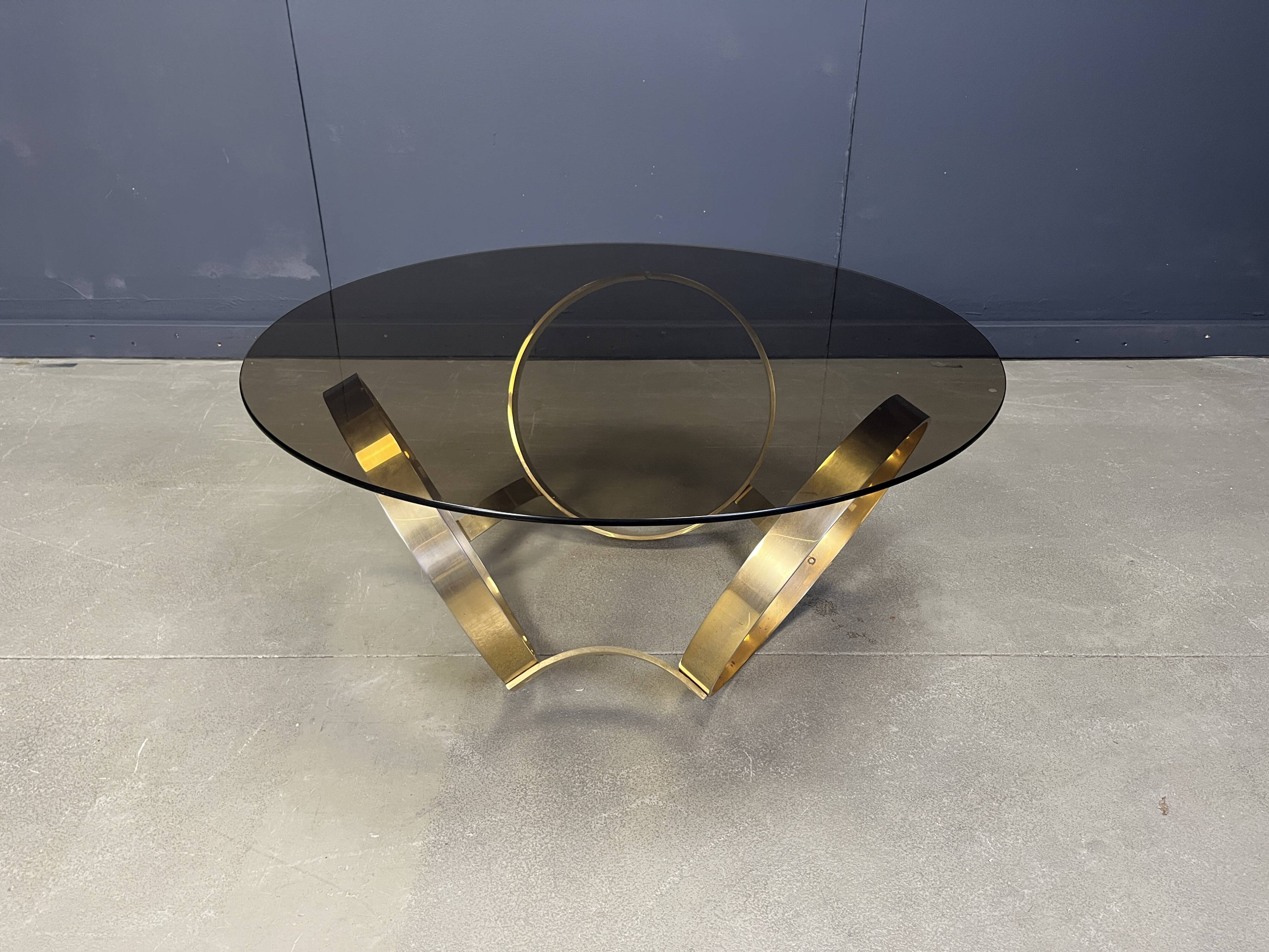 Vintage brass coffee table attributed to Knut Hesterberg, 1970s