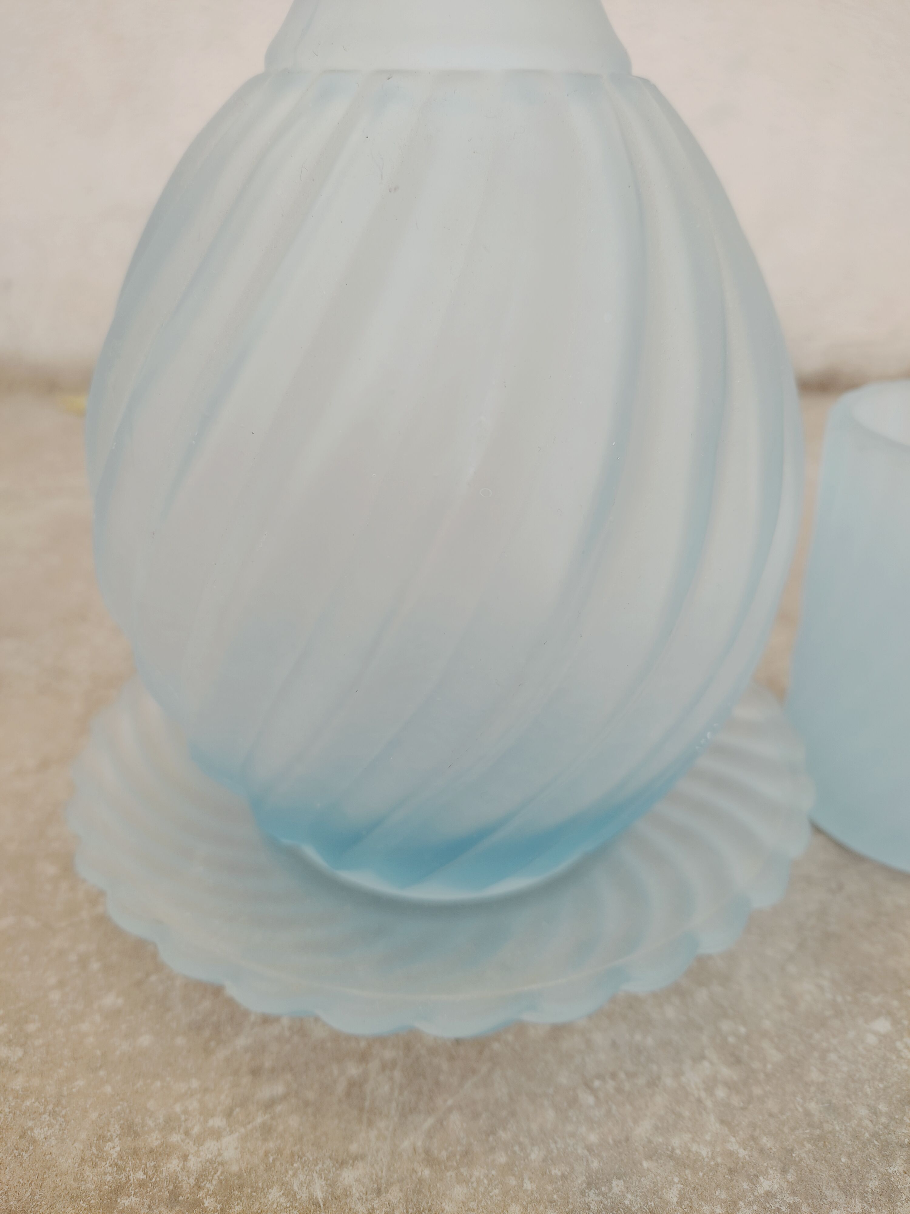 Frosted glass decanter and cup