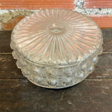 Vintage Black Metal Support + Moulded Glass Ceiling Light Fixture