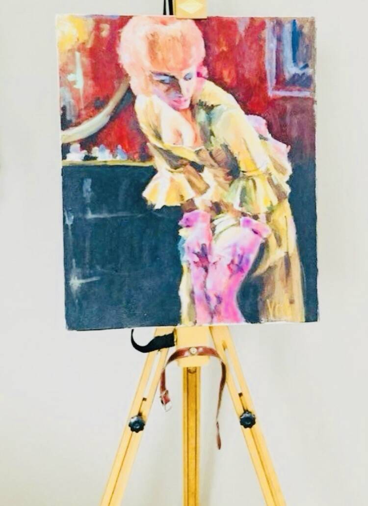 Tableau "Woman of Joy" oil on canvas signed Valentin SKRIBINS