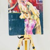 Tableau "Woman of Joy" oil on canvas signed Valentin SKRIBINS