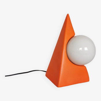 Ceramic pyramid lamp, opaline sphere, postmodern, 1970.