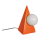 Lampe pyramide céramique, sphère en opaline, postmoderne, 1970.