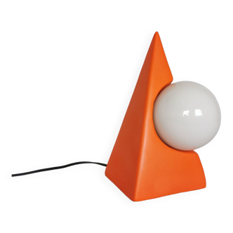 Ceramic pyramid lamp, opaline sphere, postmodern, 1970.