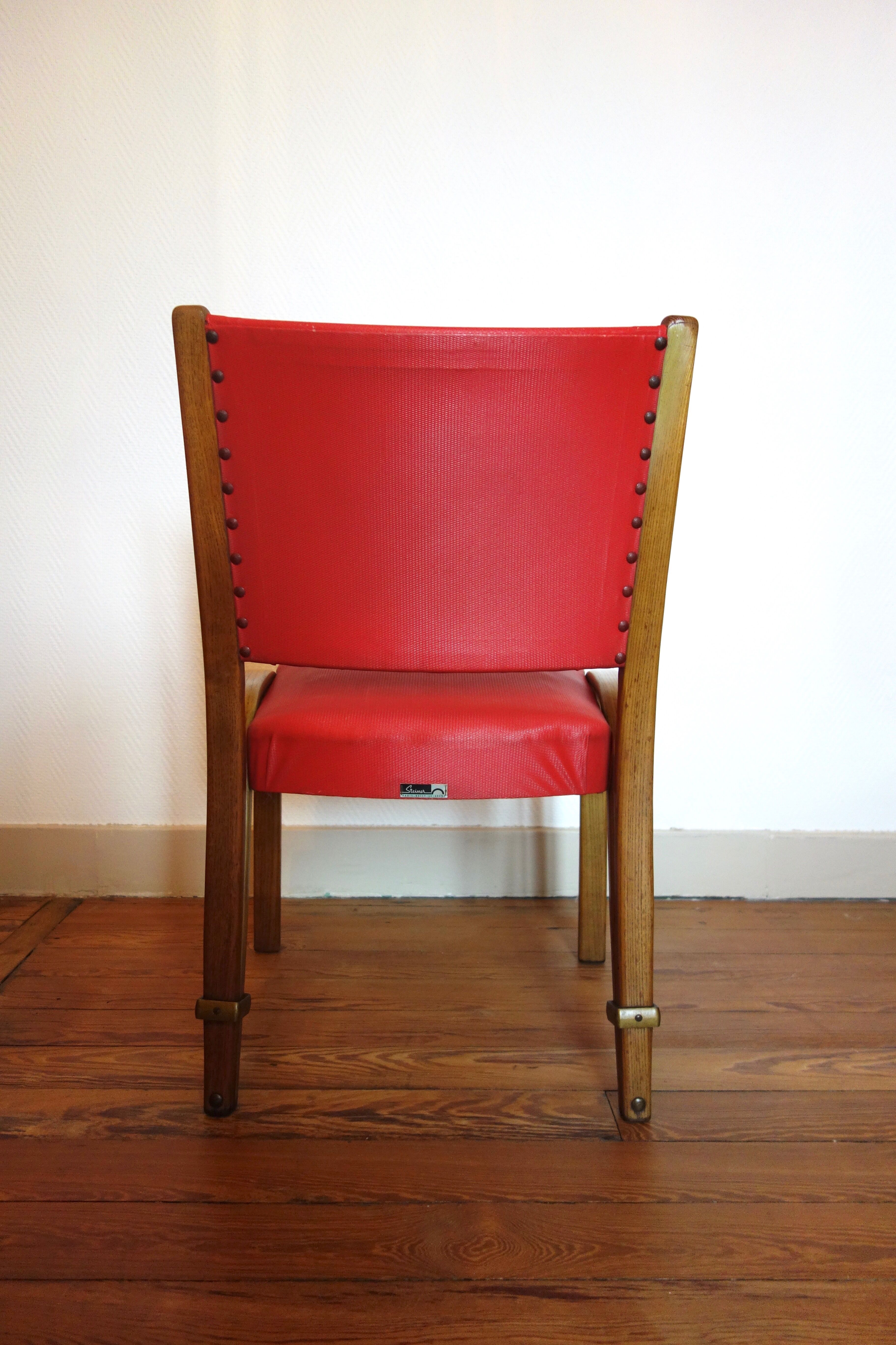 4 chairs "bow wood" by Hugues Steiner 50