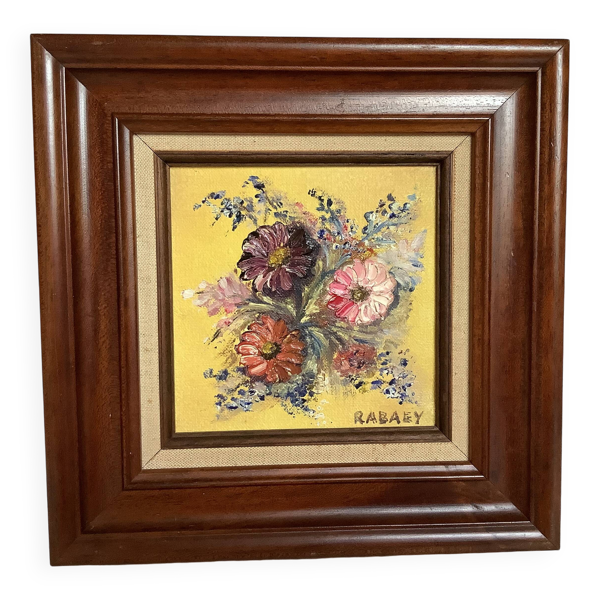 Tableau huile sur toile Rabaey bouquet de fleurs