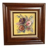 Tableau huile sur toile Rabaey bouquet de fleurs