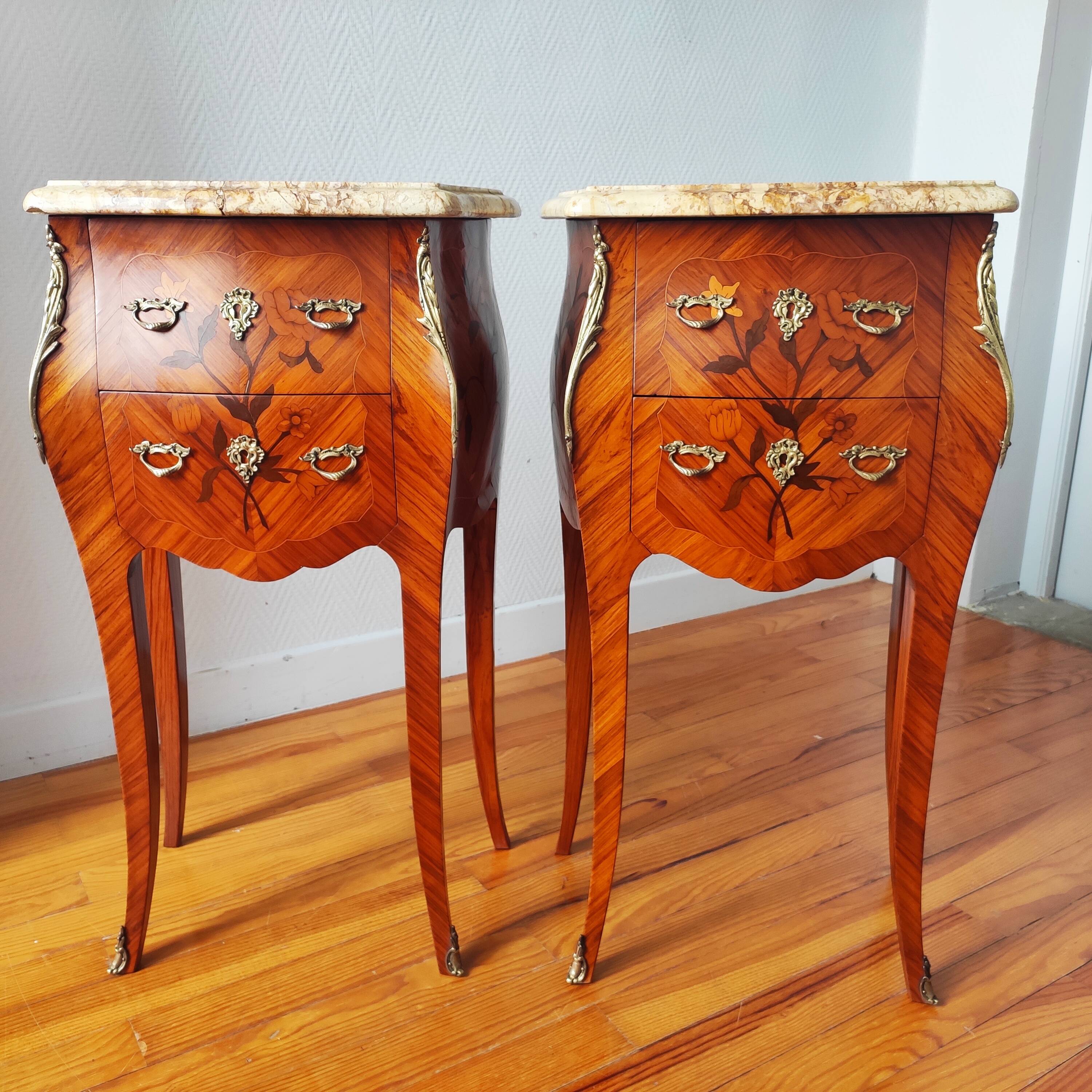 Pair of Louis XV style bedside tables