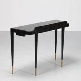 Mid-Century Brass, Wood and Glass Console in the style of Gio Ponti, 1950s