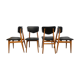 Set de 4 chaises scandinaves teck et skaï noir