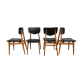Set de 4 chaises scandinaves teck et skaï noir