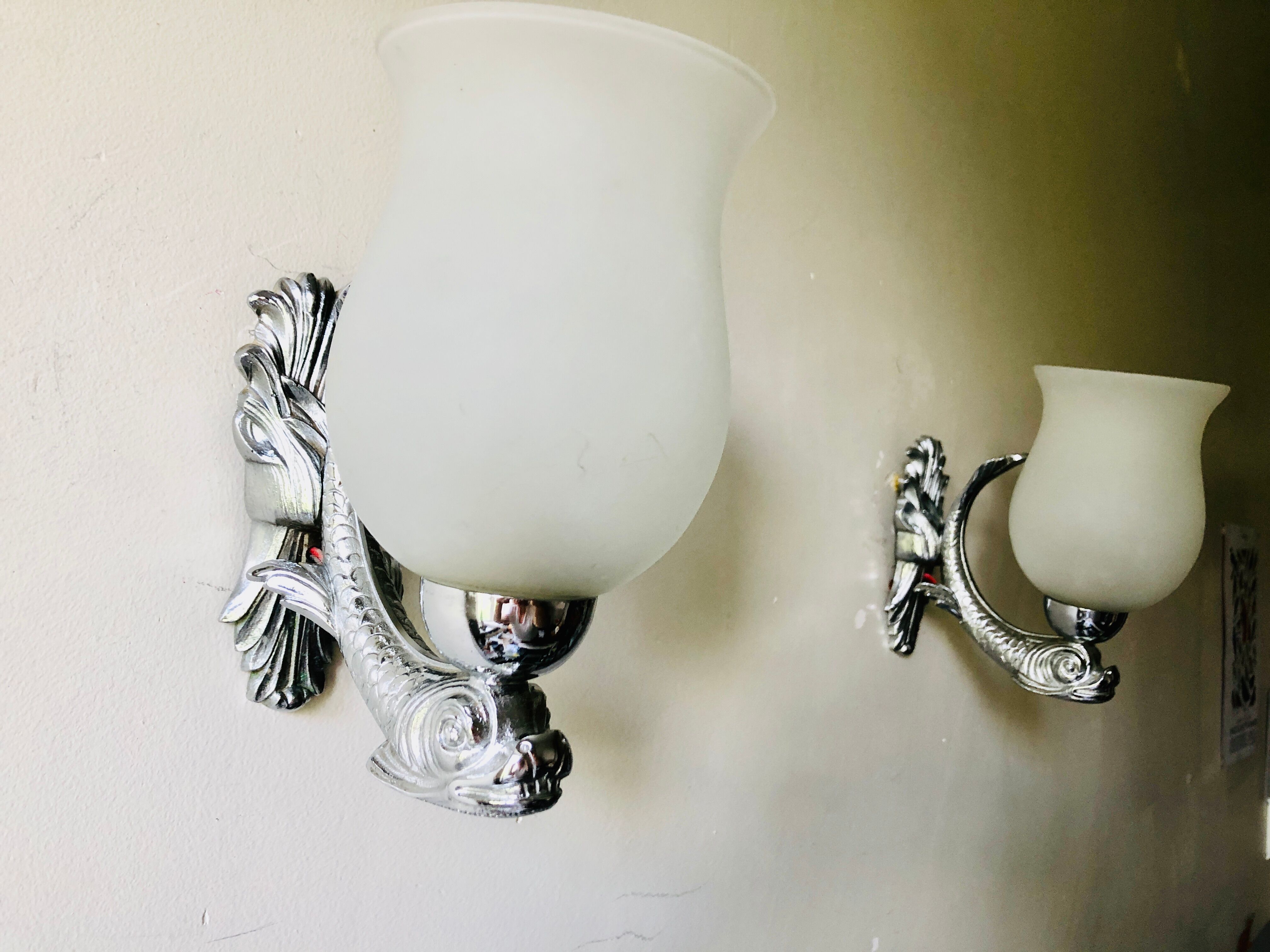 Pair of dolphin wall lamps 1950