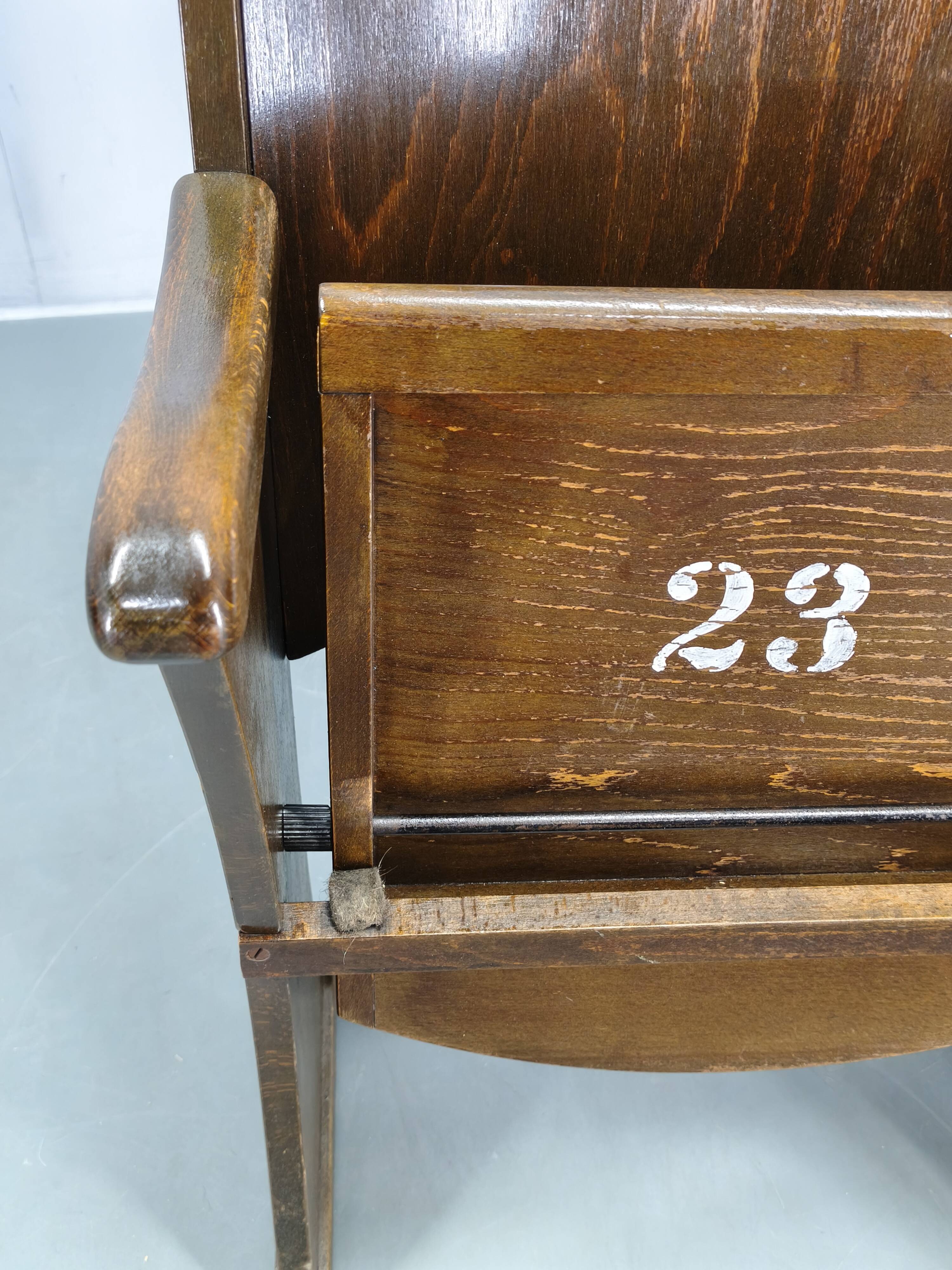 1950s Vintage Cinema Chair Beech Wood Theater Seat Armchair