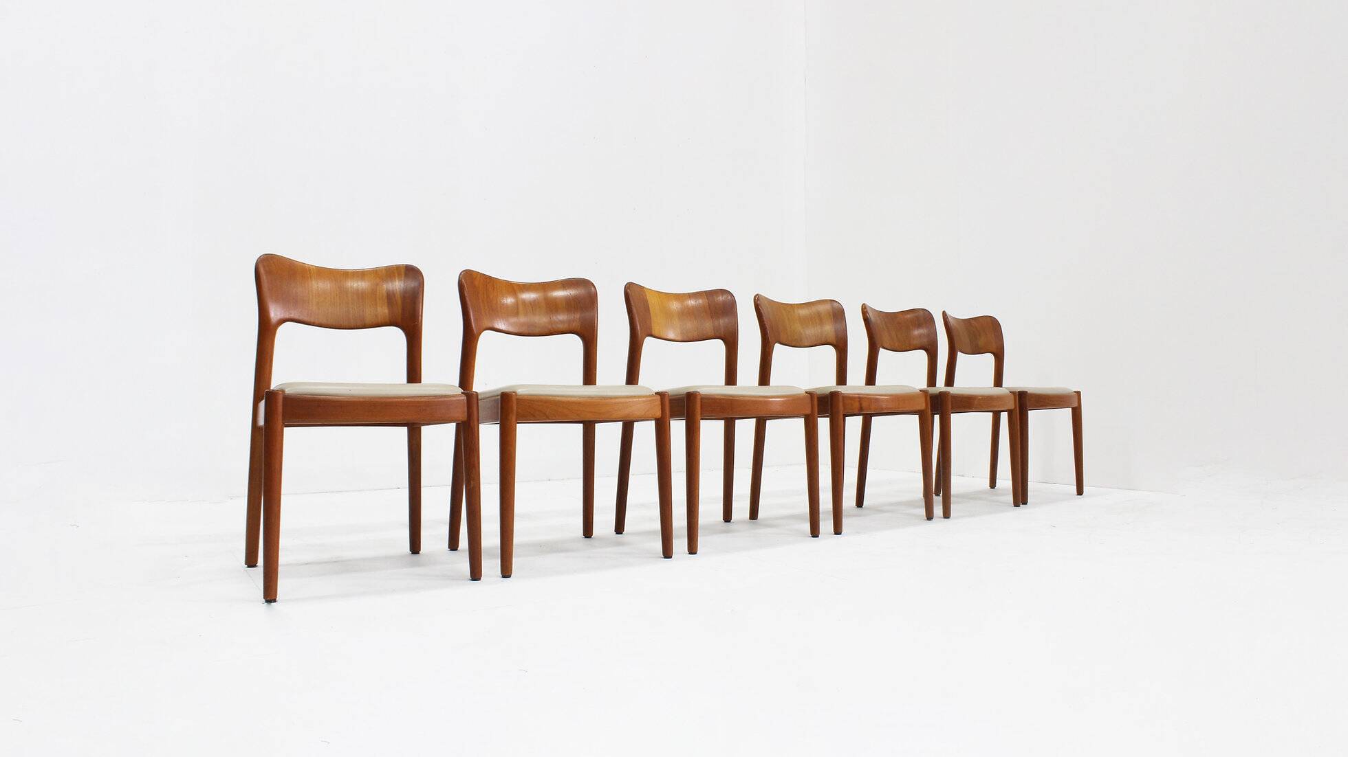 Set of 6 vintage Danish dining chairs by Niels Koefoed, 1960s, teak