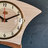 Vintage formica clock silent asymmetrical wall pendulum "Jura bois"