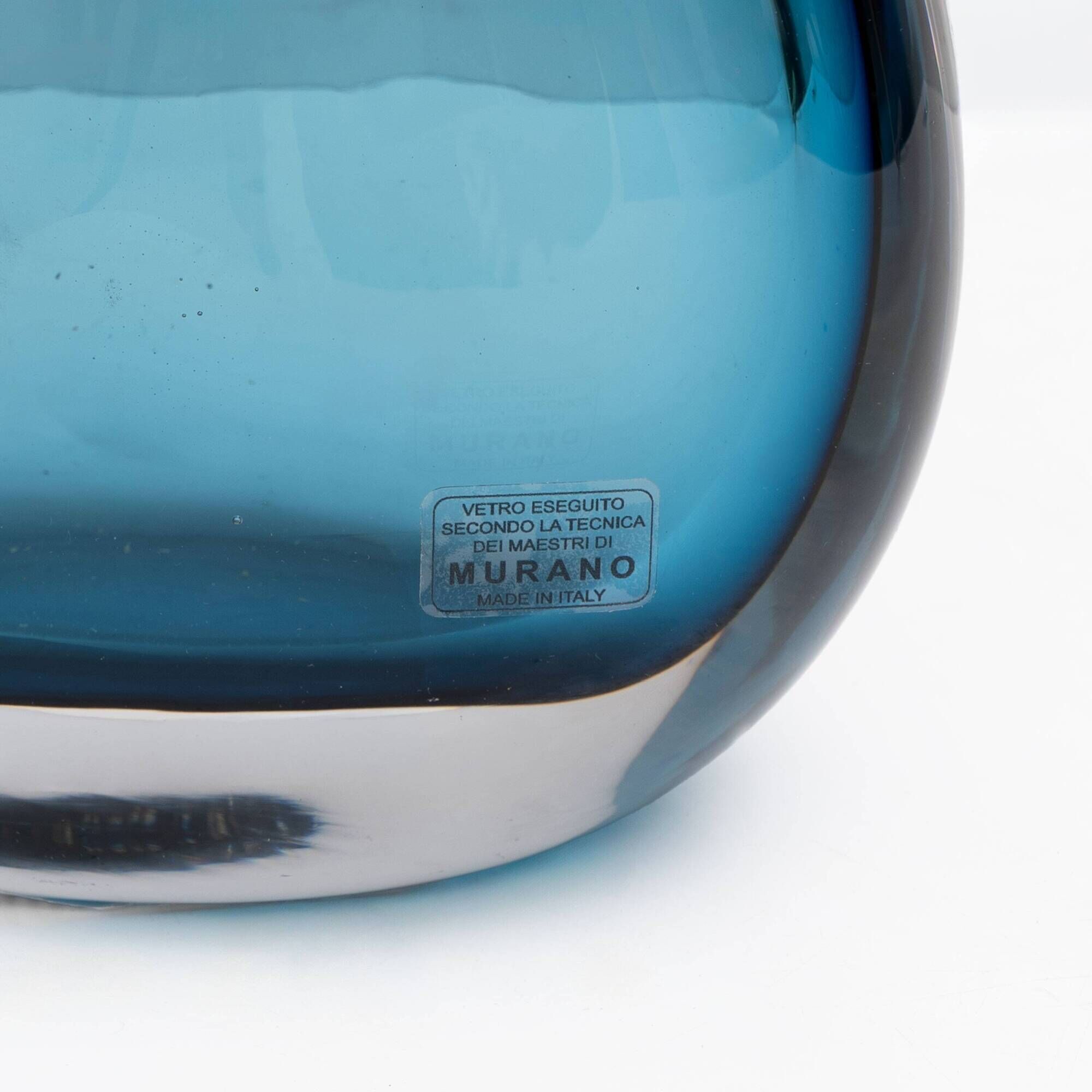 Pair of Italian Mid-Century Blue Murano Sommerso Glass Table Lamp