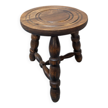 Tabouret tripode rustique en chêne