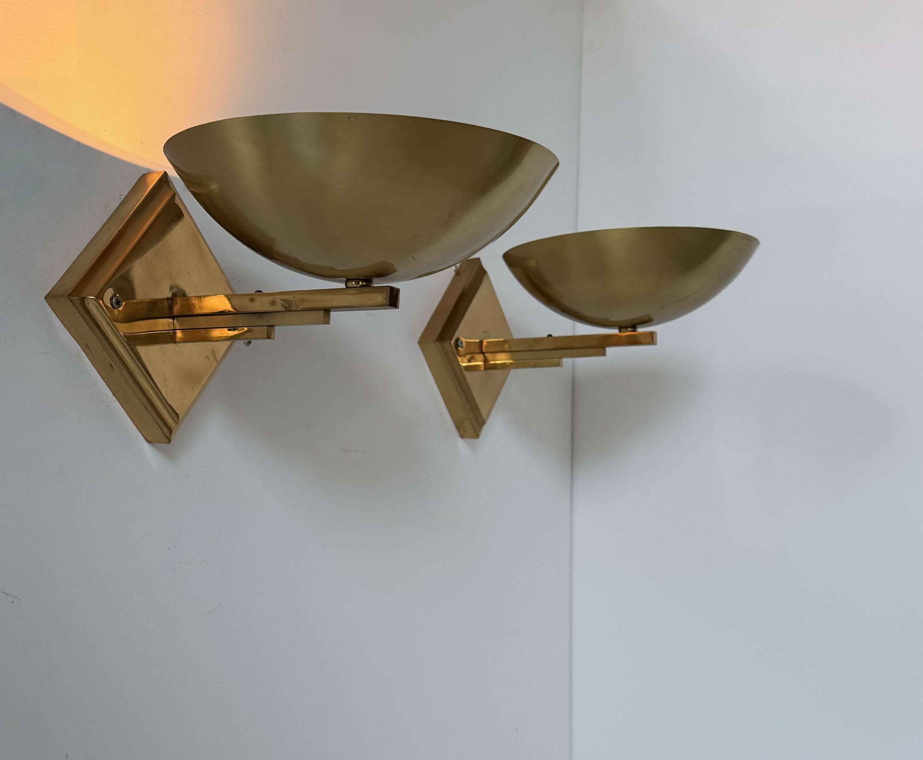 Pair of vintage brass wall lights, France 1970