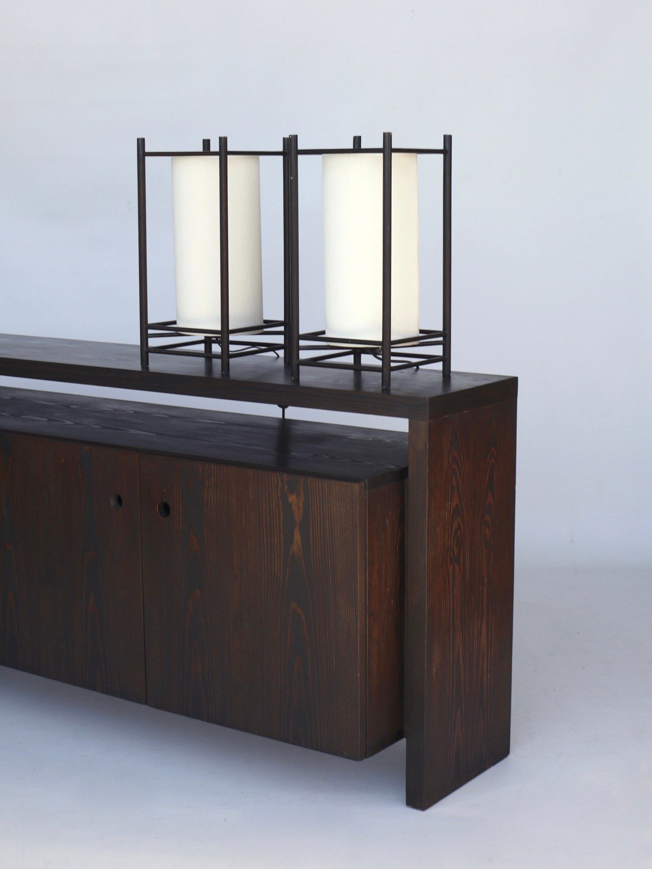 Pair of vintage Japanese style bedside lamps, 1980s