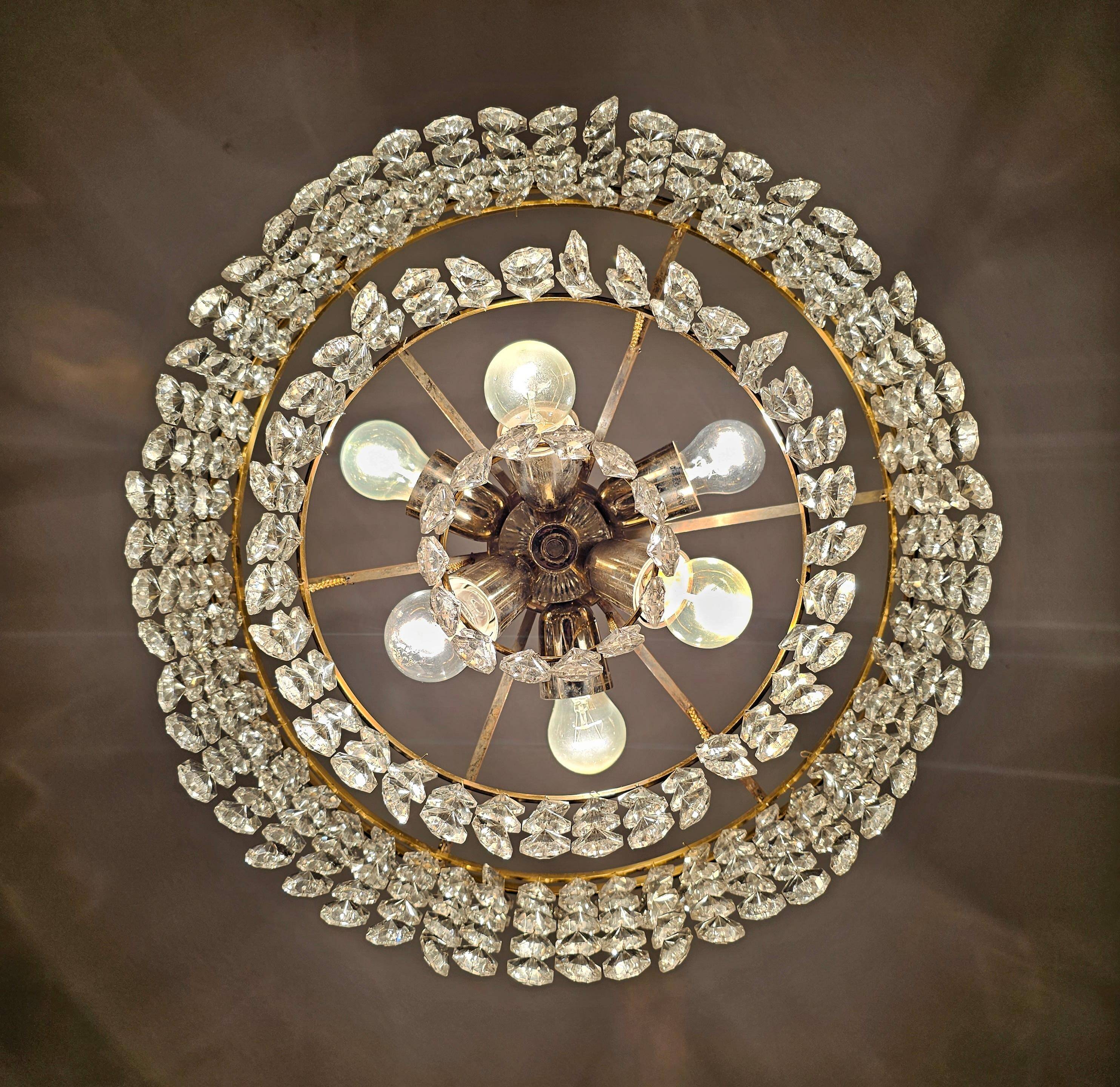 Mid-Century Modern crystal chandelier attributed to Bakalowits.
